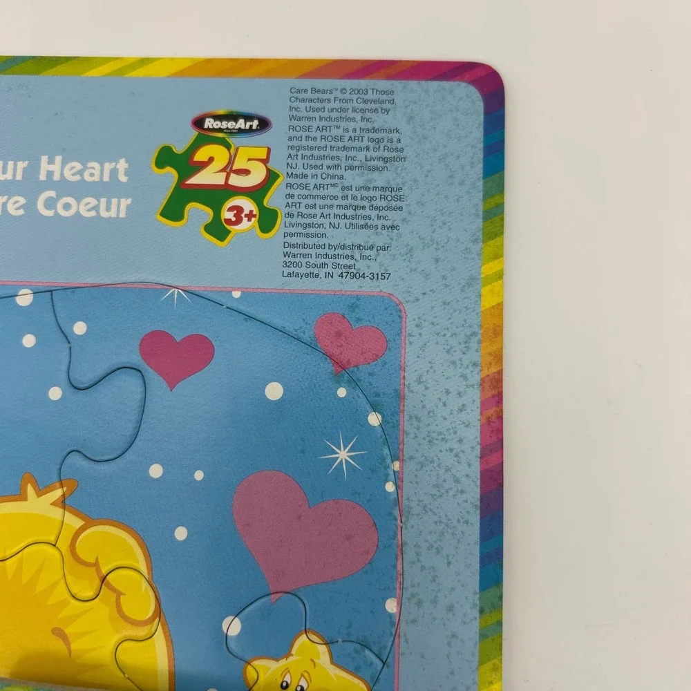 Vintage 2003 Care Bears RoseArt Frame Tray Puzzle 25 Piece 2pk Follow Your Heart